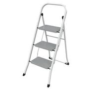 WERKA PRO Marchepied pliable 3 marches en métal peint, léger et robuste, avec garde-corps pour sécurité optimale, charge maximale de 150 kg, dimensions 46,5 x 73,5 cm, hauteur 105 cm, gris.