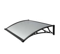 WERKA PRO Marquise en Polycarbonate - 80 x 100 cm - Noir - Panneau 5 mm Anti UV - Décoration et Protection Entrée - Installation Facile - Forme Arrondie - Structure ABS
