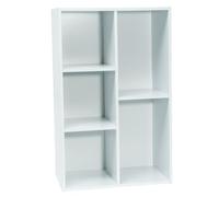 WERKA PRO Meuble Bas Blanc 5 Niches - Panneaux de Bois MDF - 80 x 50 x 29 cm - Livré en Kit avec Plan de Montage - pour Salle de Bain, Chambre ou Dressing - Compact et Élégant