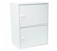 WERKA PRO Meuble Blanc à Portes - 2 Portes - Panneaux de Bois MDF - 54 x 40 x 29 cm - Livré en Kit avec Plan de Montage - pour Salle de Bain, Couloir ou Chambre - Robuste et Élégant
