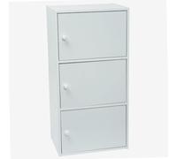 WERKA PRO Meuble Blanc à Portes - 3 Portes - Panneaux de Bois MDF - 80 x 40 x 29 cm - Livré en Kit avec Plan de Montage - pour Salle de Bain, Couloir ou Chambre - Robuste et Élégant