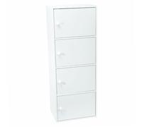 WERKA PRO Meuble Blanc à Portes - 4 Portes - Panneaux de Bois MDF - 106 x 40 x 29 cm - Livré en Kit avec Plan de Montage - pour Salle de Bain, Couloir ou Chambre - Robuste et Élégant