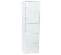 WERKA PRO Meuble Blanc à Portes - 5 Portes - Panneaux de Bois MDF - 133 x 40 x 29 cm - Livré en Kit avec Plan de Montage - pour Salle de Bain, Couloir ou Chambre - Robuste et Élégant