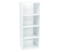 WERKA PRO Meuble Blanc de Rangement - 4 Niches - Panneaux de Bois MDF - 106 x 40 x 29 cm - Livré en Kit avec Plan de Montage - pour Salon, Bureau ou Chambre - Robuste et Polyvalent