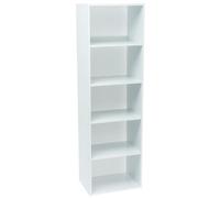 WERKA PRO Meuble Blanc de Rangement - 5 Niches - Panneaux de Bois MDF - 133 x 40 x 29 cm - Livré en Kit avec Plan de Montage - pour Salle de Bain, Couloir ou Chambre - Robuste et Polyvalent
