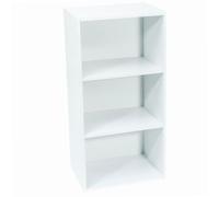 WERKA PRO Meuble de Rangement Panneaux de Bois MDF 80 x 40 x 29 cm Blanc | Robuste, durable, usage intérieur, 3 niches, kit avec plan de montage, pour salle de bain, couloir