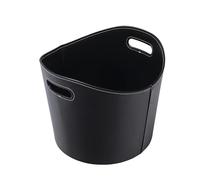 WERKA PRO Panier à bûches rond en similicuir noir, design élégant et polyvalent, idéal pour le rangement de bûches ou d'objets divers, Ø39 x H31 cm, couleur noire.