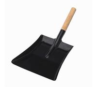 WERKA PRO Pelle à cendre en métal avec manche en bois, idéale pour nettoyer les cendres chaudes ou froides de votre cheminée, design élégant et pratique, taille 23 cm, couleur noire.