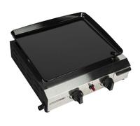WERKA PRO Plancha à Gaz 2 Brûleurs - Argenté - 4,8 KW - Surface de Cuisson 40 x 34 cm - Acier Émaillé - Allumage Piezo - Comp