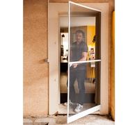 WERKA PRO Porte Moustiquaire Cadre Aluminium 100 x 225 cm - Réglable avec Poignée et Panneau de Renfort - Tulle en Fibre de Verre - Installation Facile