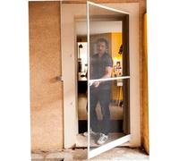 WERKA PRO Porte Moustiquaire Cadre Aluminium 215x100 cm - Réglable avec Poignée et Panneau de Renfort - Protection Contre Les Insectes - Installation Facile