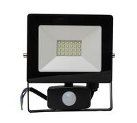WERKA PRO Projecteur radar plat à LED 20 Watts avec détecteur de mouvement, éclairage extérieur puissant de 1600 lumens, design élégant et résistant aux intempéries, Noir, 20W.