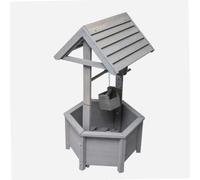 WERKA PRO Puits décoratif en Bois 38x42x82cm | Robuste, usage jardin et terrasse, balcon, extérieur, design rustique pour jardin, bois de sapin avec revêtement hydro