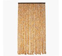 WERKA PRO Rideau Chenille Marron et Blanc Ajustable 90 x 220 cm | Polypropylène, plastique, traité anti-UV, usage intérieur, protection contre insectes, tringle ajustable et anneaux