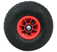 WERKA PRO Roue Gonflable 10'' 260 x 85 mm - Alésage 16 mm - Jante Plastique Rouge - Roulements à Billes - Chambre à Air en Caoutchouc - Usage Diables et Chariots