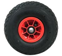 WERKA PRO Roue gonflable 10 pouces 260x85 mm, conçue pour chariots et diables, robuste avec roulement à billes, jante rouge attrayante, alésage 16 mm, couleur rouge.