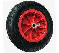 WERKA PRO Roue Gonflable 14'' 360 x 85mm - Alésage 20mm - Jante Rouge - Roulements à Billes - Bande de Roulement en Ligne - Pression Maxi 2 Bars - Usage Brouettes et Remorques