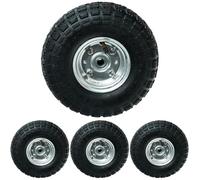 WERKA PRO Roue Gonflable Axe Déporté - Alésage 16mm - Jante Métal Galvanisé - Double Roulements à Billes - Ø260 x 85 mm - Axe Déporté 54 mm - Usage Chariots et Diables (Lot de 4)