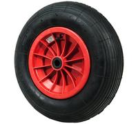 WERKA PRO Roue gonflable polyvalente de 15 pouces, idéale pour brouettes et remorques de jardin, avec roulements cylindriques pour durabilité, dimensions 385x95 mm, alésage 20 mm, couleur rouge.