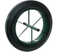 WERKA PRO Roue Increvable 15'' - Pneu Dur Ø385 x 66 mm - Axe 20 mm - Jante Métal - Pour Brouette Jardin - Alésage 20 mm - Longueur Axe 242 mm - Couleur Jante Verte - Usage Bricolage