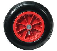 WERKA PRO Roue increvable polyvalente 14'' (360x85) avec alésage 10mm, conçue pour chariots, diables et brouettes, offrant solidité, adhérence optimale et design rouge élégant.