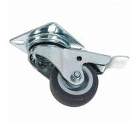 WERKA PRO Roulette pivotante avec frein pour manutention, rotation fluide grâce à 2 couronnes de billes, charge max 40 kg, dimensions platine 60x60 mm, diamètre 50 mm, couleur gris.
