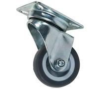 WERKA PRO, Roulette pivotante sans frein de 50 mm, idéale pour la manutention de charges lourdes jusqu'à 40 kg, avec platine de 60 x 60 mm, en caoutchouc, couleur gris.