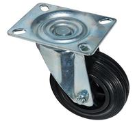 WERKA PRO Roulette pivotante sans frein pour manutention, capacité de charge 100 kg, idéale pour atelier et garage, rotation fluide grâce à billes en acier, diamètre 100 mm, couleur gris et noir.