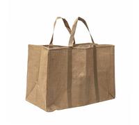 WERKA PRO Sac Porte Bûches en Jute WERKA PRO 60 x 30 x 40 cm 72 l Naturel | Bois, grande capacité, plastifié, durable, usage jardin et intérieur, capacité 72, charge max 50 kg, charge maximale de 50 kg