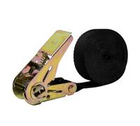 WERKA PRO Sangle avec Cliquet 5 m x 25 mm Arrimage Sécurisé pour Charges | Polypropylène, acier, ergonomique, robuste, usage bricolage, mécanisme de serrage puissant, noire, usage polyvalent
