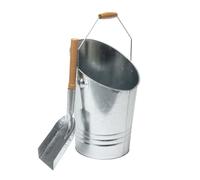 WERKA PRO Seau 7 L et Pelle à Cendres en Acier Galvanisé - Poignées en Bois - Accessoire Indispensable pour Cheminée et Poêle - Dimensions Pratiques et Résistant à la Chaleur