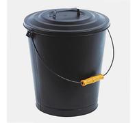 WERKA PRO Seau à Cendre en Métal avec Couvercle et Poignée 34 cm 25 cm Noir