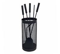WERKA PRO Serviteur pour Poêle et Cheminée 5 Pièces 52 cm Noir | Acier, robuste, durable, compact, usage intérieur et maison, taille 52 cm