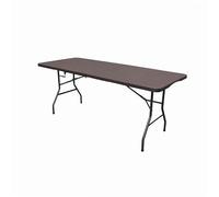 WERKA PRO Table Pliante Aspect Bois 180x74x74 cm Polyéthylène Résistant | Acier, sécurisé, compact, usage extérieur et intérieur, camping, système de verrouillage, poignée de transport