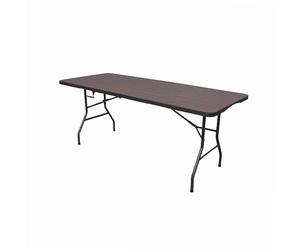 WERKA PRO Table Pliante Aspect Bois 180x74x74 cm Polyéthylène Résistant | Acier, sécurisé, compact, usage extérieur et intérieur, camping, système de verrouillage, poignée de transport
