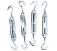 WERKA PRO, Tendeur à Cage avec Crochets - Lot de 4 Tendeurs en Acier Zingué, Pratique pour Réglage et Tension de Câbles, Idéal pour Bricolage et Jardinage, 5 mm, Couleur Métallique