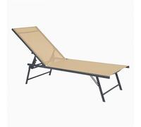 WERKA PRO Transat Réglable Capacité 120 kg 182 x 53 x 33.5 cm Crème