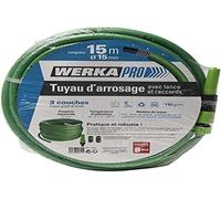 WERKA PRO Tuyau avec Raccords et Lance Ø15 mm 15 m - 3 Couches - Léger et Maniable - Pression 21 Bars - Température -5°C à 50
