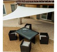 WERKA PRO Voile d'Ombrage Triangulaire Blanche en Polyéthylène - 5 x 5 x 5 m - Tissu Aéré Hydrofuge - Angles Renforcés - 3 an