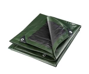 WerkaPro 10667 - Bâche industrielle - Ultra Lourde - 3x5 m - 240g/m2 - Réversible - Noire et Verte