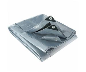 WerkaPro 10741 - Bâche Multifonctions - 6 x 12 m - 200g/m2 - Réversible - Grise et Noire