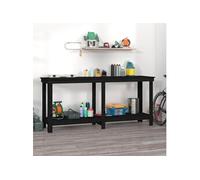 vidaXL Banc de travail Noir 180x50x80 cm Bois de pin massif