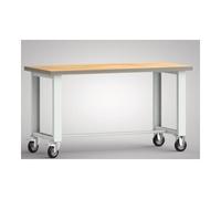 Werkbank B1500xT700xH840mm Buche Multiplex lichtgrau Bock-u.Lenkrollen,VG D125mm Quantité:1