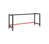 vidaXL Cadre de banc de travail en métal 180x57x79 cm noir et rouge mat pré-percé