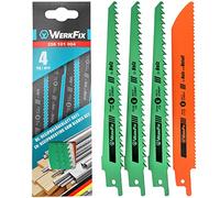 WerkFix Lames de scie sabre 150 mm 4 pcs - HSS & HCS Fabriqué en Allemagne | Lames pour bois et métal - Coupe précise, Durables, Universelles