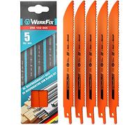 WerkFix Lames de scie sabre 150 mm 5 pcs - HSS Bi-Métal Fabriqué en Allemagne | Bois, Métal, Plastique - Coupe précise, Durable, Universelles