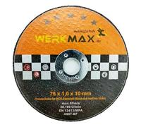 Werkmax Lot de 25 disques à tronçonner en métal - 75 mm x 1 mm x 10 mm - En tôle d'acier inoxydable