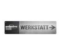 Werkstatt Plaque en métal avec indicateur de chemin droit