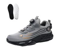 Werkstein S3 Pro Chaussures de travail orthopédiques avec embout en acier et boucle rotative Anti-smash et antidérapantes, gris, 36 EU