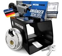 WERKTHOR Antivol Remorque Attelée et Non Attelée - Anti Vol Remorque Attelage et Serrure de Timon - Antivol Caravane Cadenas avec Serrure Ronde INOX et oîtier Acier Galvanisé 20x10x10 cm